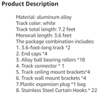 Upgraded White Aluminum Curtain Track, with Curved track, Can be Used as an Extension Track Rod, Ceiling or Wall mount, Indoor or Outdoor