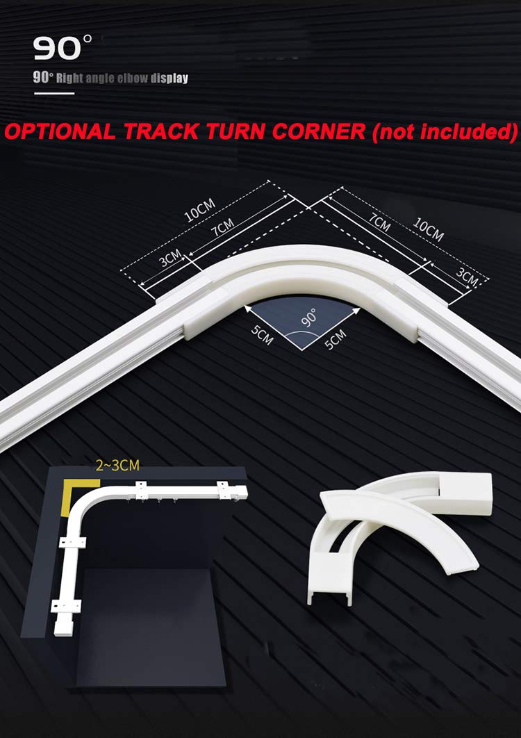 Upgraded White Aluminum Curtain Track, with Curved track, Can be Used as an Extension Track Rod, Ceiling or Wall mount, Indoor or Outdoor