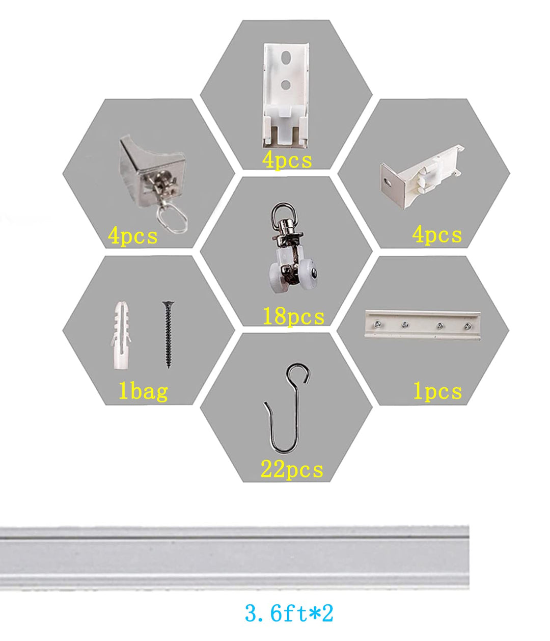 Upgraded White Aluminum Curtain Track, with Curved track, Can be Used as an Extension Track Rod, Ceiling or Wall mount, Indoor or Outdoor