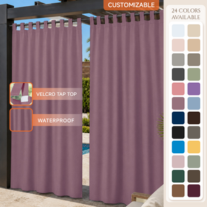Pool Curtains With Velcro Tab Top, Outdoor Pool Curtains, Waterproof Velcro Tab Top Pool Curtains, 1 Pcs