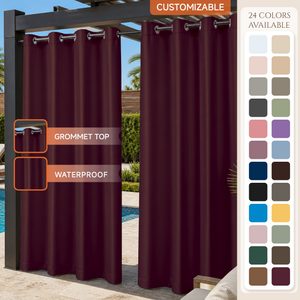 Pool Curtains With Grommets Top, Waterproof Pool Curtains, Grommets Top Pool Curtains, 1 Pcs