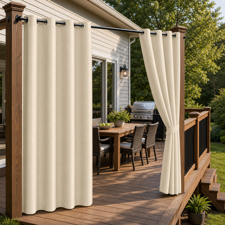 Patio Curtains With Grommets Top, Waterproof Patio Curtains, Grommets Top Patio Curtains, 1 Pcs