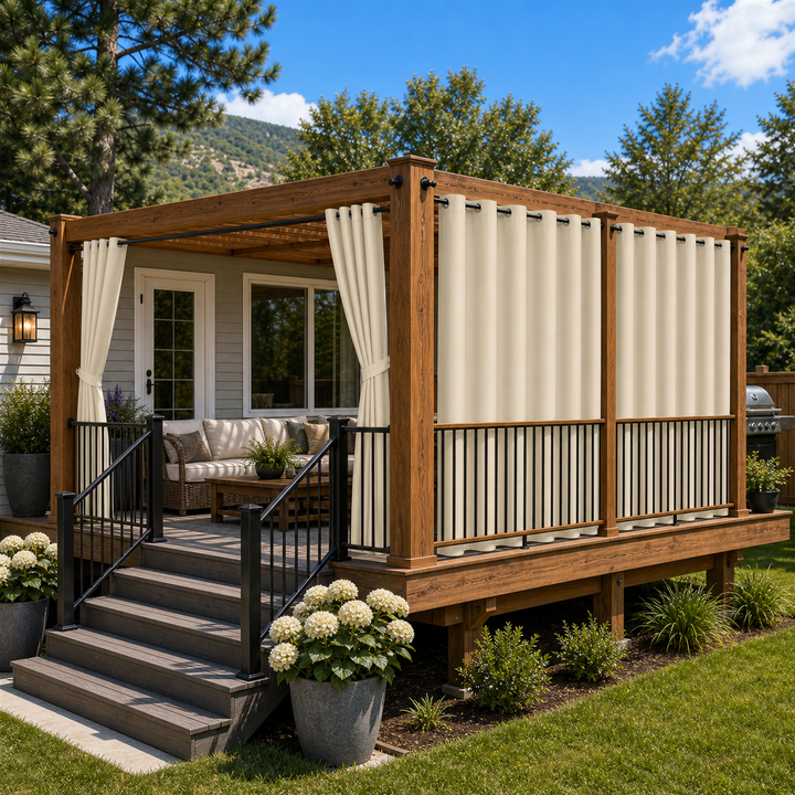 Deck Curtains With Grommets Top, Waterproof Deck Curtains, Grommets Top Deck Curtains, 1 Pcs