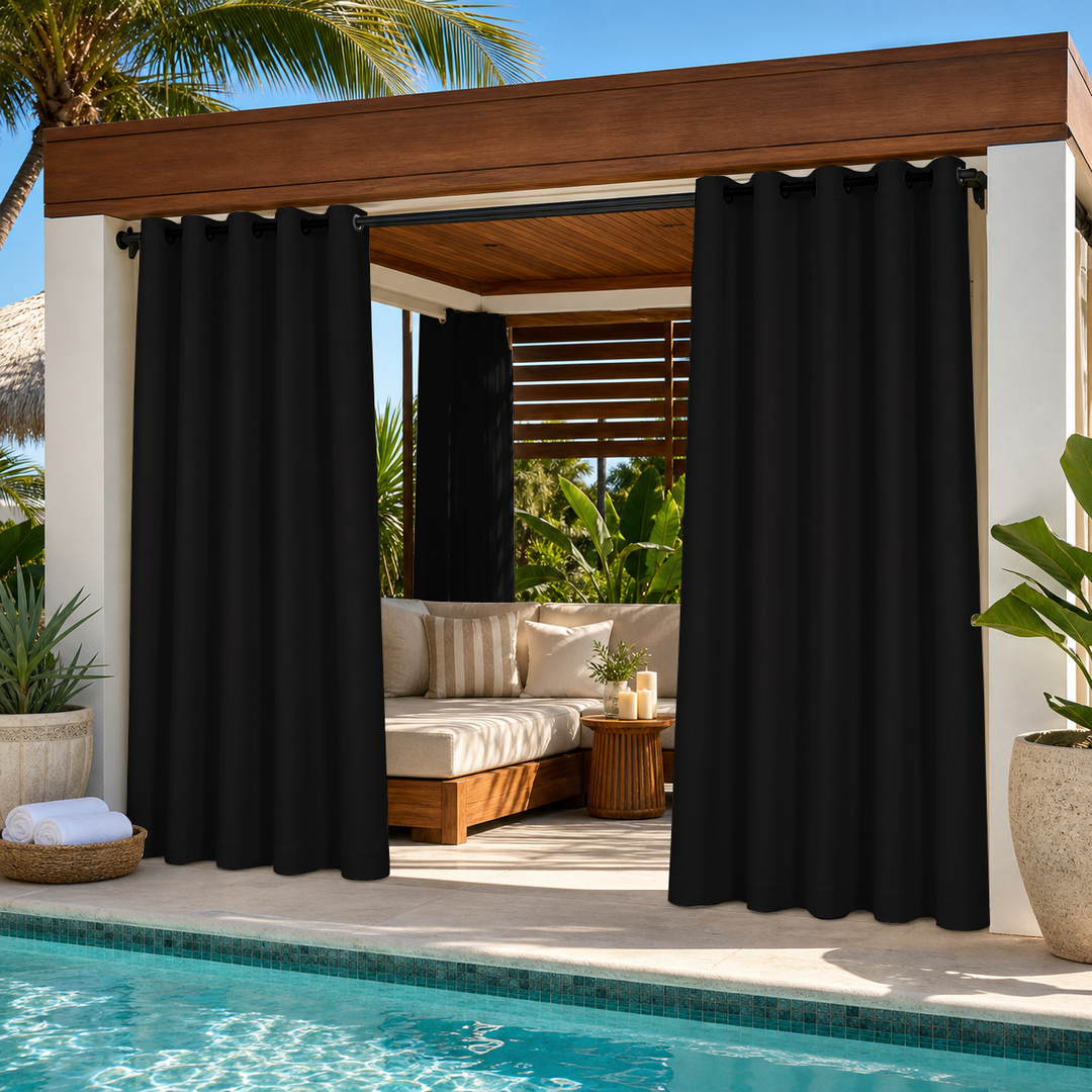 Cabana Curtains With Grommets Top, Waterproof Cabana Curtains, Grommets Top Cabana Curtains, 1 Pcs