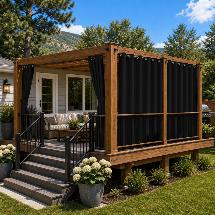 Deck Curtains With Grommets Top, Waterproof Deck Curtains, Grommets Top Deck Curtains, 1 Pcs