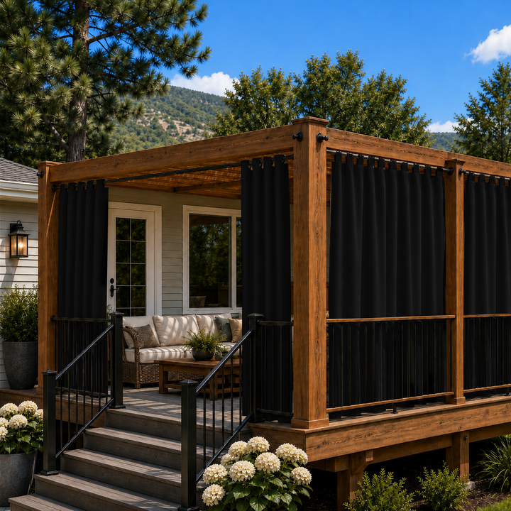 Deck Curtains With Velcro Tab Top, Outdoor Deck Curtains, Waterproof Velcro Tab Top Deck Curtains, 1 Pcs