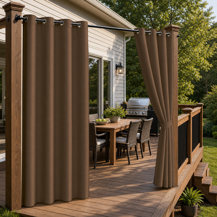 Patio Curtains With Grommets Top, Waterproof Patio Curtains, Grommets Top Patio Curtains, 1 Pcs