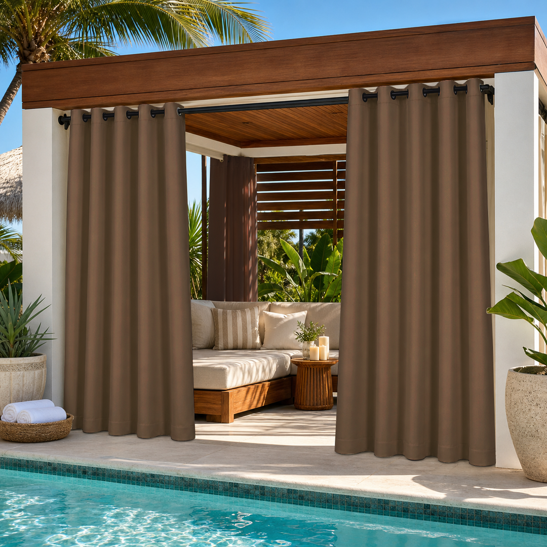 Cabana Curtains With Grommets Top, Waterproof Cabana Curtains, Grommets Top Cabana Curtains, 1 Pcs