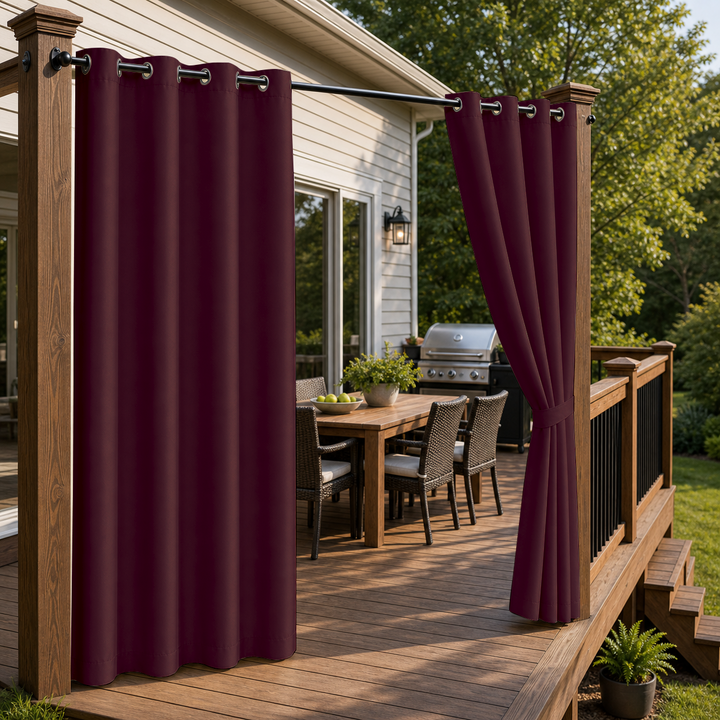 Patio Curtains With Grommets Top, Waterproof Patio Curtains, Grommets Top Patio Curtains, 1 Pcs