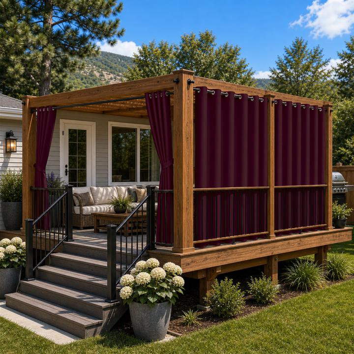 Deck Curtains With Grommets Top, Waterproof Deck Curtains, Grommets Top Deck Curtains, 1 Pcs