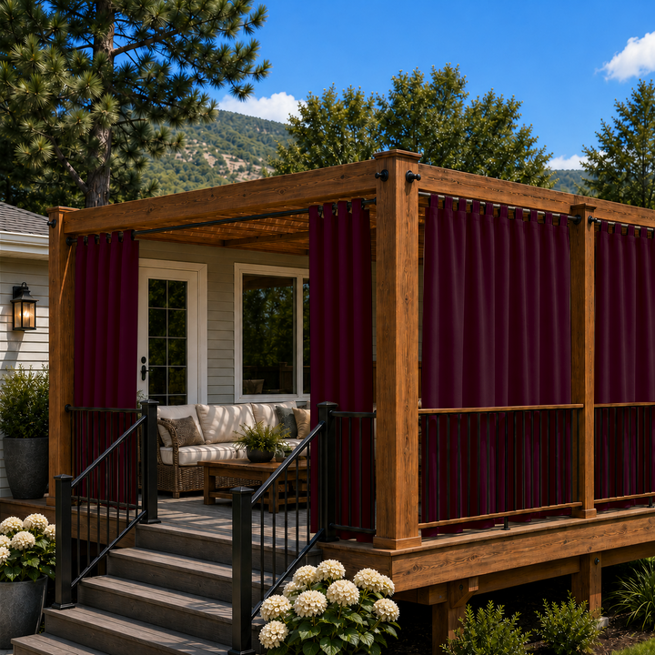 Deck Curtains With Velcro Tab Top, Outdoor Deck Curtains, Waterproof Velcro Tab Top Deck Curtains, 1 Pcs