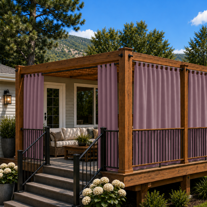 Deck Curtains With Velcro Tab Top, Outdoor Deck Curtains, Waterproof Velcro Tab Top Deck Curtains, 1 Pcs