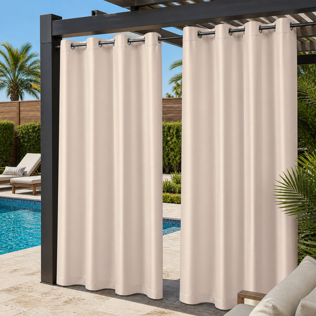 Pool Curtains With Grommets Top, Waterproof Pool Curtains, Grommets Top Pool Curtains, 1 Pcs