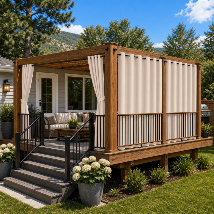 Deck Curtains With Grommets Top, Waterproof Deck Curtains, Grommets Top Deck Curtains, 1 Pcs