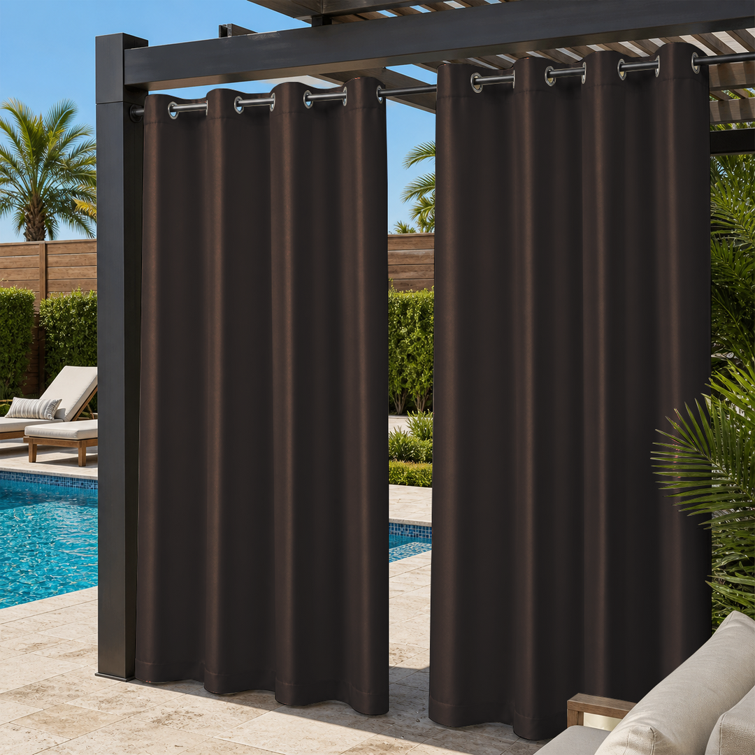 Pool Curtains With Grommets Top, Waterproof Pool Curtains, Grommets Top Pool Curtains, 1 Pcs