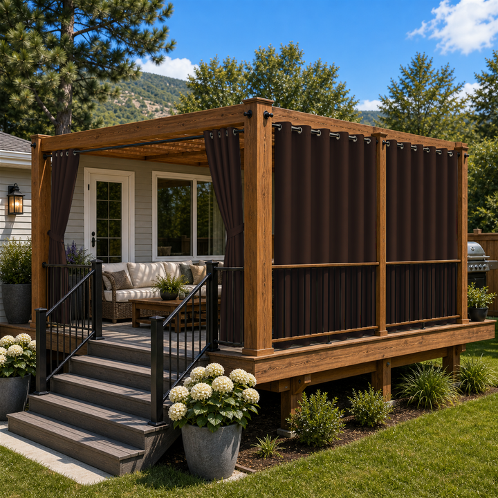 Deck Curtains With Grommets Top, Waterproof Deck Curtains, Grommets Top Deck Curtains, 1 Pcs