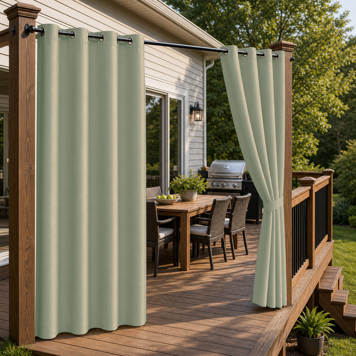Patio Curtains With Grommets Top, Waterproof Patio Curtains, Grommets Top Patio Curtains, 1 Pcs
