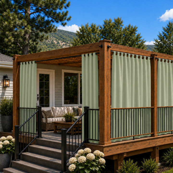 Deck Curtains With Velcro Tab Top, Outdoor Deck Curtains, Waterproof Velcro Tab Top Deck Curtains, 1 Pcs