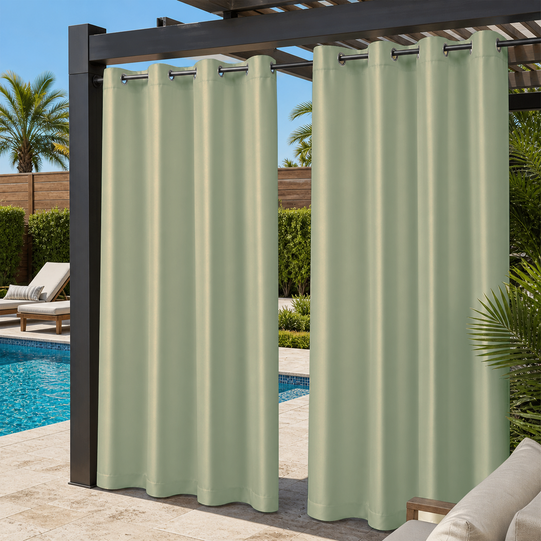 Pool Curtains With Grommets Top, Waterproof Pool Curtains, Grommets Top Pool Curtains, 1 Pcs