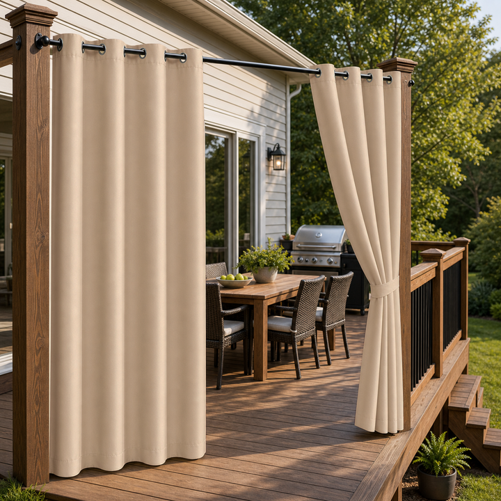 Patio Curtains With Grommets Top, Waterproof Patio Curtains, Grommets Top Patio Curtains, 1 Pcs