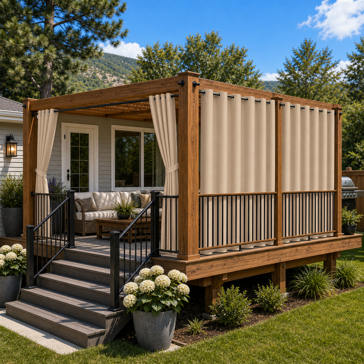 Deck Curtains With Grommets Top, Waterproof Deck Curtains, Grommets Top Deck Curtains, 1 Pcs