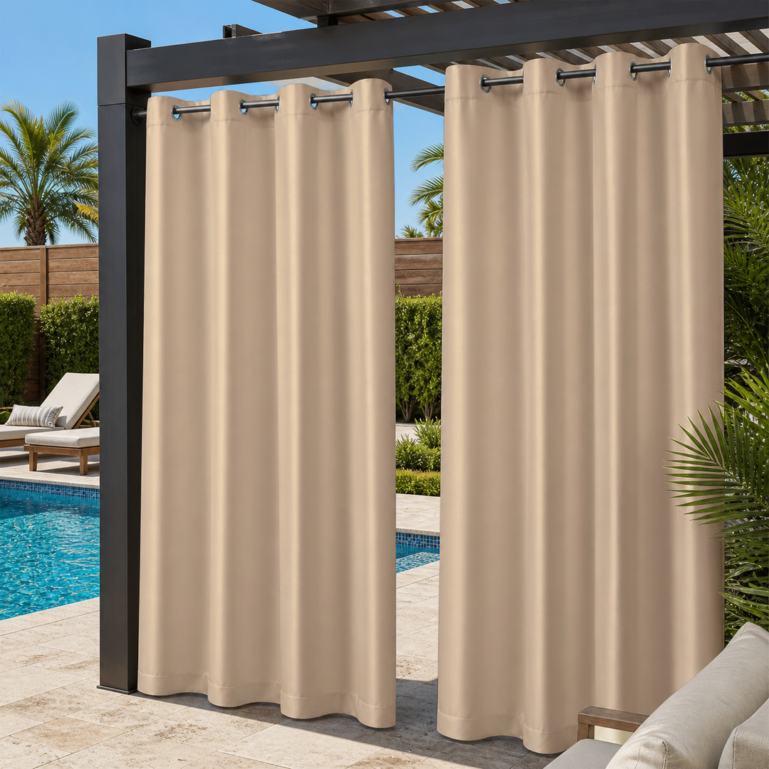Pool Curtains With Grommets Top, Waterproof Pool Curtains, Grommets Top Pool Curtains, 1 Pcs