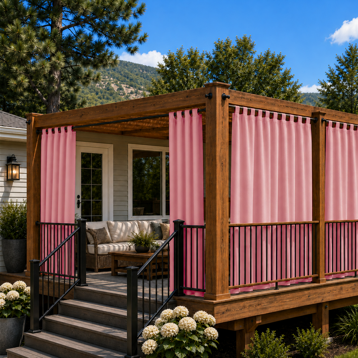 Deck Curtains With Velcro Tab Top, Outdoor Deck Curtains, Waterproof Velcro Tab Top Deck Curtains, 1 Pcs