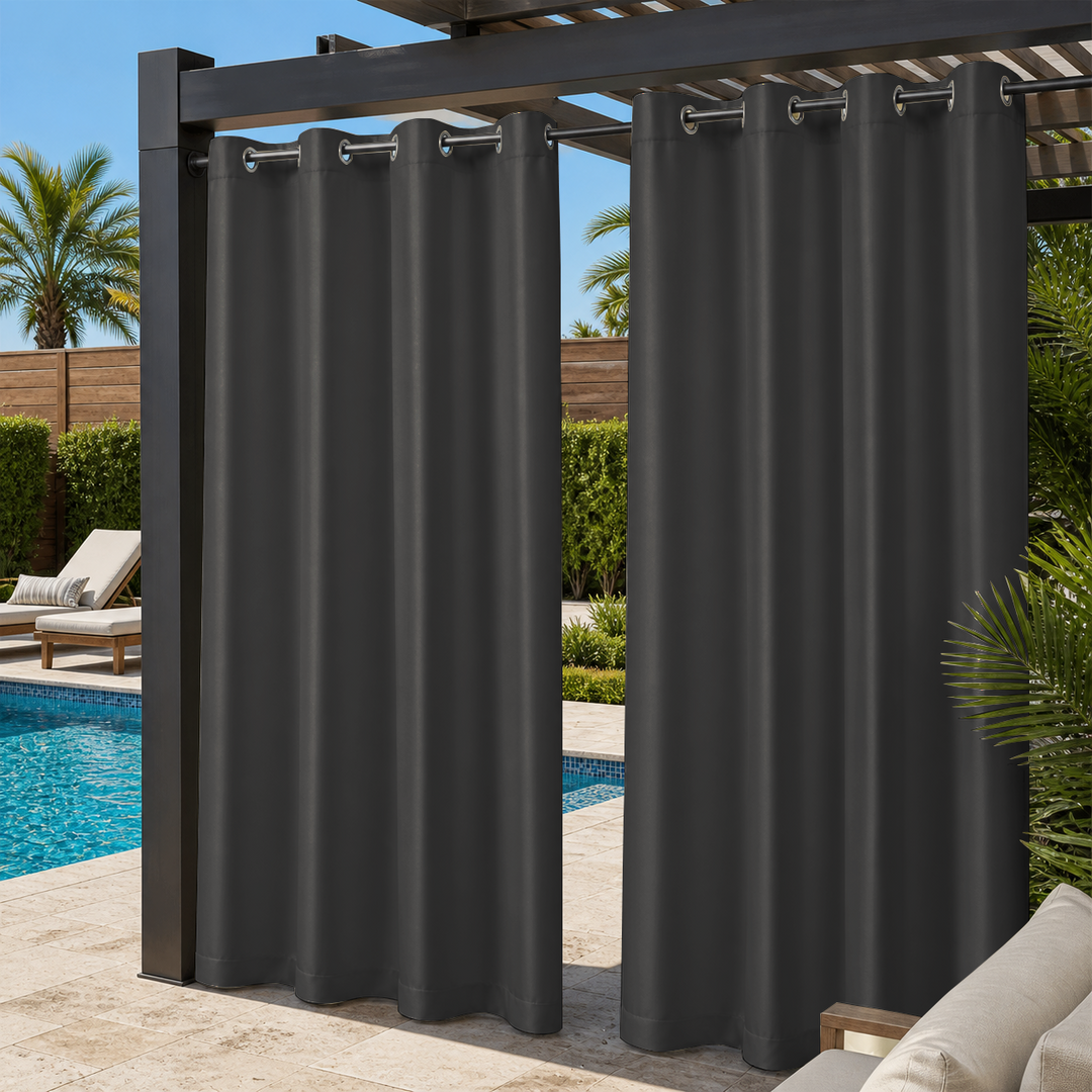 Pool Curtains With Grommets Top, Waterproof Pool Curtains, Grommets Top Pool Curtains, 1 Pcs