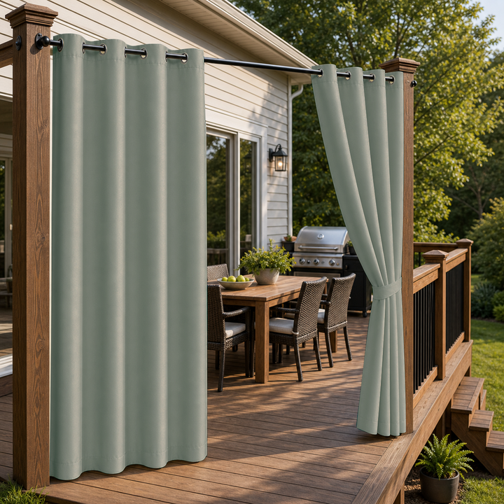 Patio Curtains With Grommets Top, Waterproof Patio Curtains, Grommets Top Patio Curtains, 1 Pcs