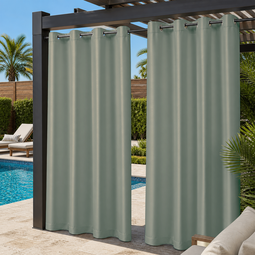 Pool Curtains With Grommets Top, Waterproof Pool Curtains, Grommets Top Pool Curtains, 1 Pcs