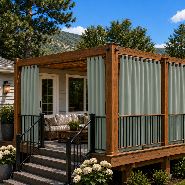 Deck Curtains With Velcro Tab Top, Outdoor Deck Curtains, Waterproof Velcro Tab Top Deck Curtains, 1 Pcs