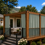 Deck Curtains With Velcro Tab Top, Outdoor Deck Curtains, Waterproof Velcro Tab Top Deck Curtains, 1 Pcs