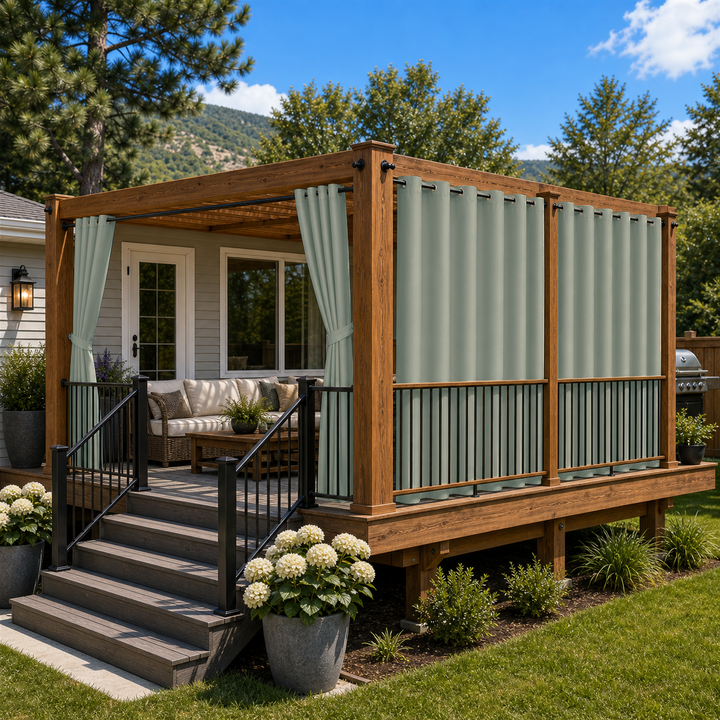 Deck Curtains With Grommets Top, Waterproof Deck Curtains, Grommets Top Deck Curtains, 1 Pcs