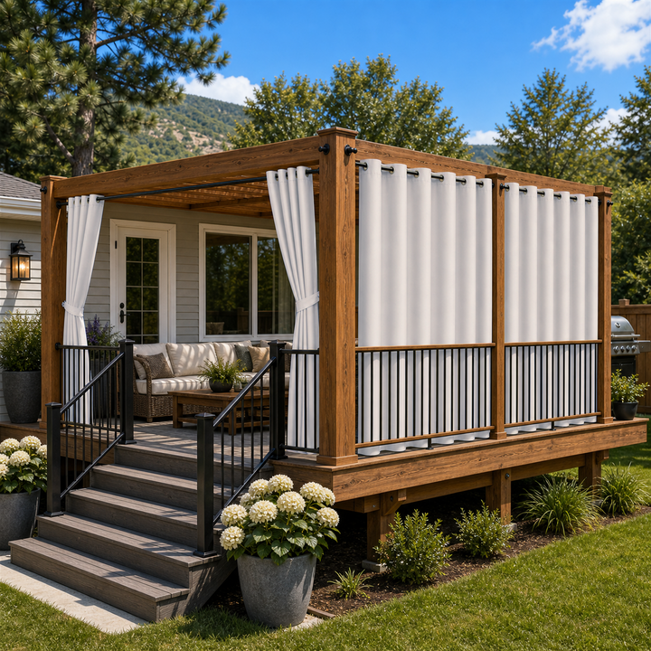 Deck Curtains With Grommets Top, Waterproof Deck Curtains, Grommets Top Deck Curtains, 1 Pcs
