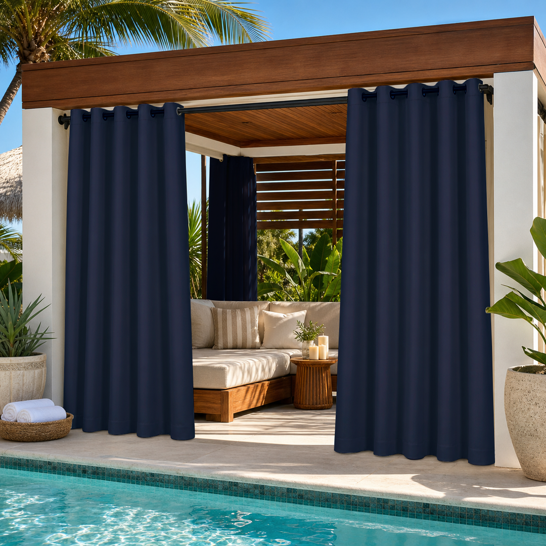 Cabana Curtains With Grommets Top, Waterproof Cabana Curtains, Grommets Top Cabana Curtains, 1 Pcs