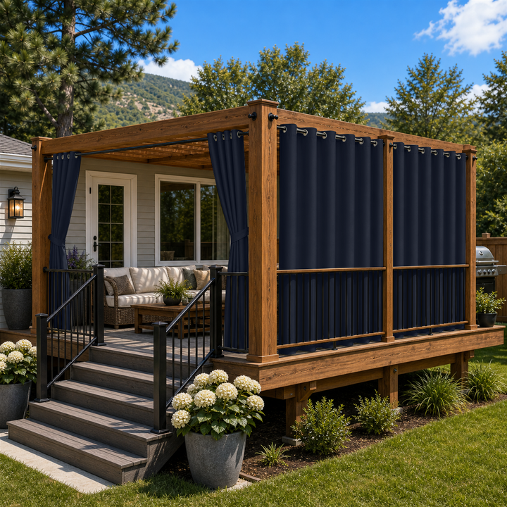 Deck Curtains With Grommets Top, Waterproof Deck Curtains, Grommets Top Deck Curtains, 1 Pcs