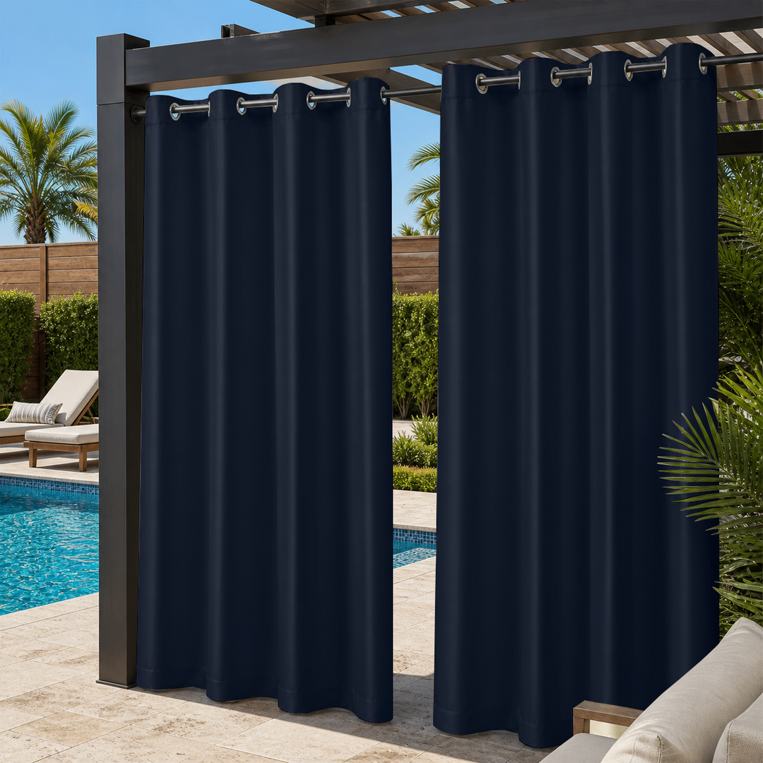 Pool Curtains With Grommets Top, Waterproof Pool Curtains, Grommets Top Pool Curtains, 1 Pcs