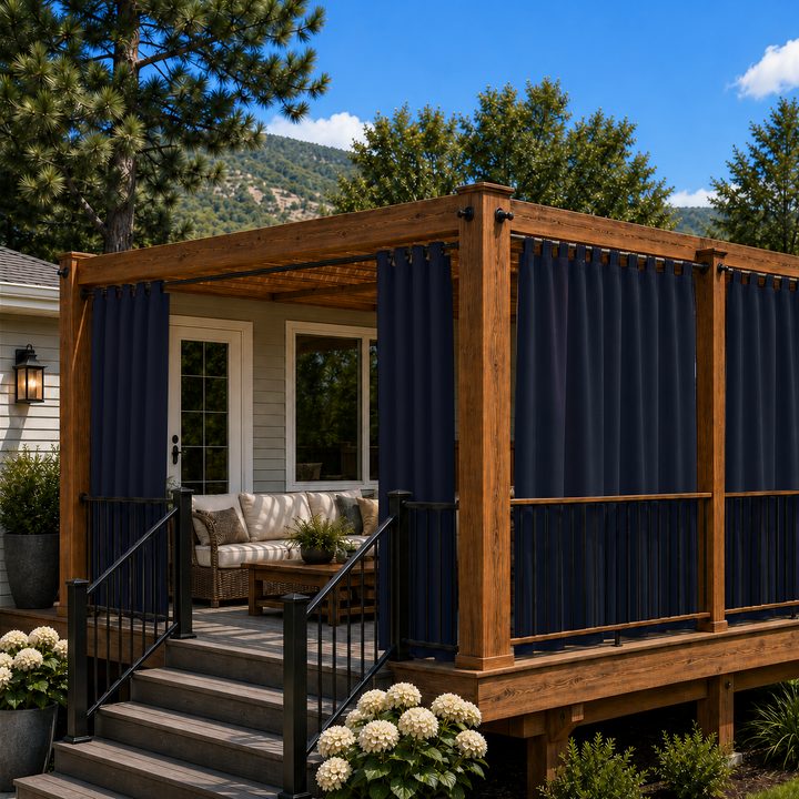 Deck Curtains With Velcro Tab Top, Outdoor Deck Curtains, Waterproof Velcro Tab Top Deck Curtains, 1 Pcs