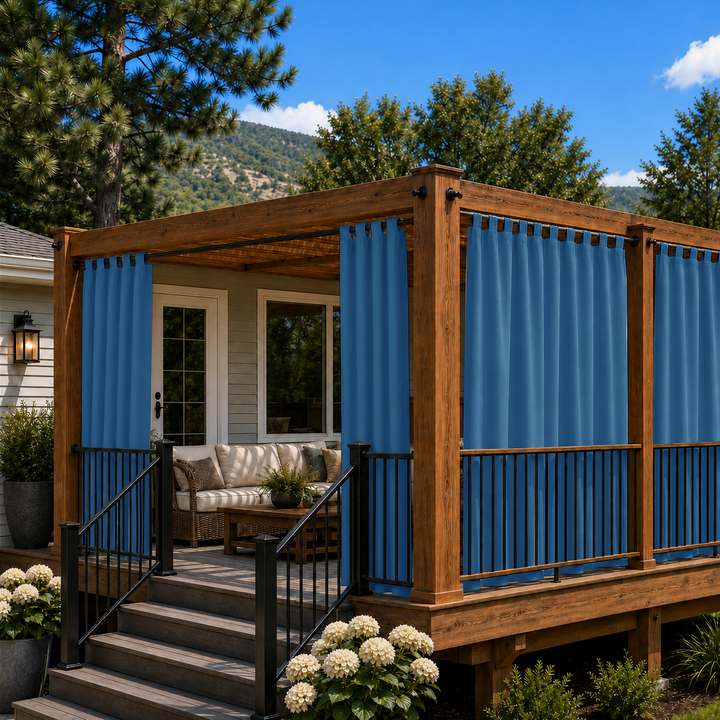 Deck Curtains With Velcro Tab Top, Outdoor Deck Curtains, Waterproof Velcro Tab Top Deck Curtains, 1 Pcs