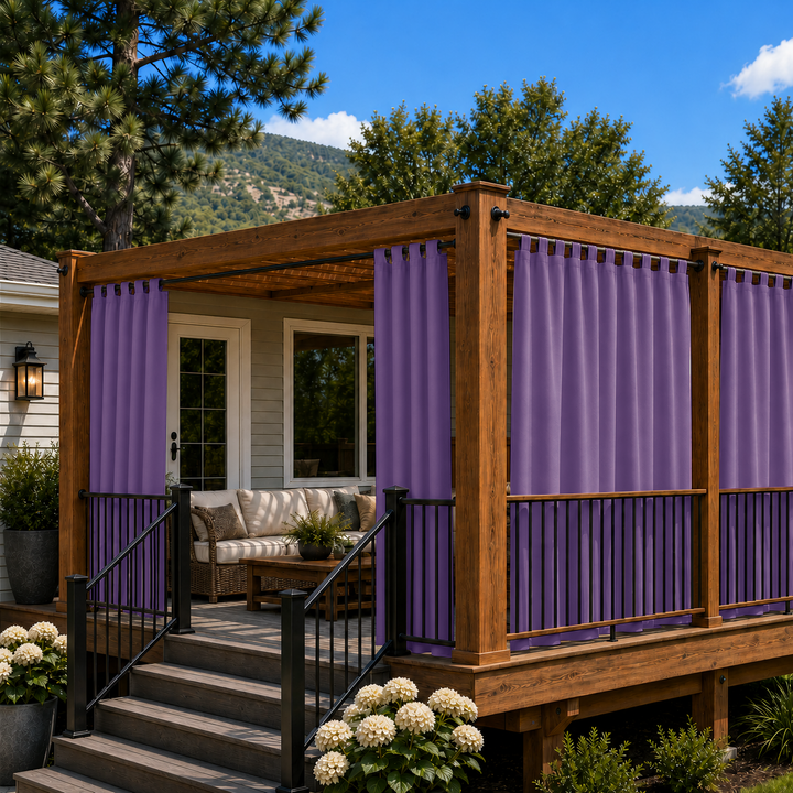 Deck Curtains With Velcro Tab Top, Outdoor Deck Curtains, Waterproof Velcro Tab Top Deck Curtains, 1 Pcs