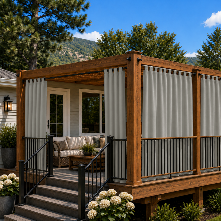 Deck Curtains With Velcro Tab Top, Outdoor Deck Curtains, Waterproof Velcro Tab Top Deck Curtains, 1 Pcs