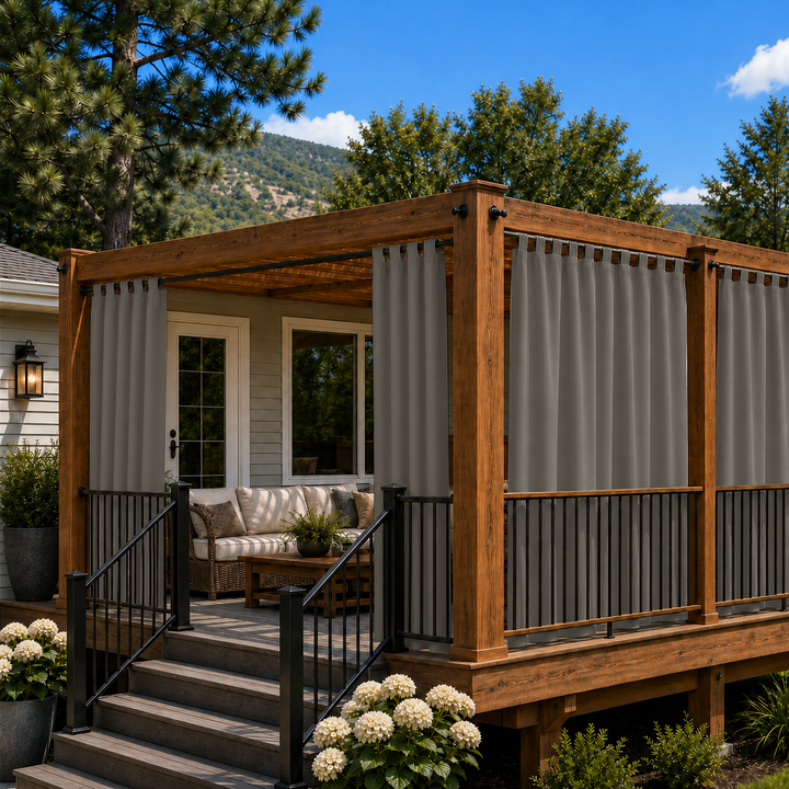 Deck Curtains With Velcro Tab Top, Outdoor Deck Curtains, Waterproof Velcro Tab Top Deck Curtains, 1 Pcs