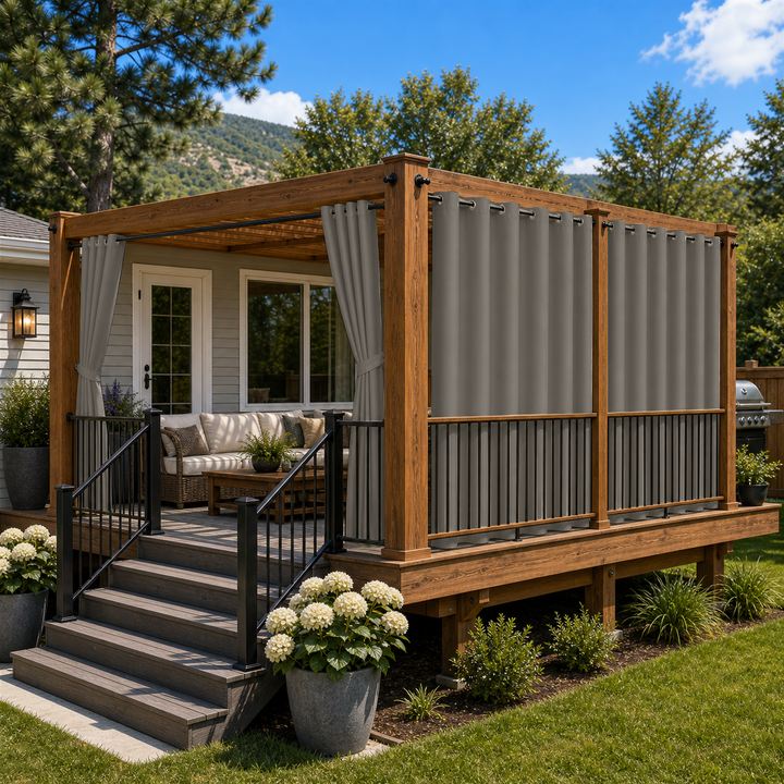 Deck Curtains With Grommets Top, Waterproof Deck Curtains, Grommets Top Deck Curtains, 1 Pcs