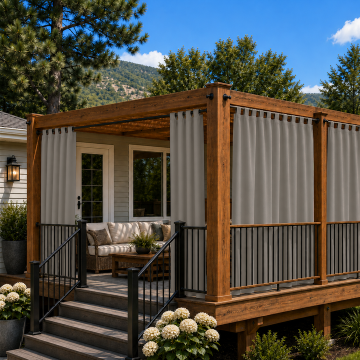 Deck Curtains With Velcro Tab Top, Outdoor Deck Curtains, Waterproof Velcro Tab Top Deck Curtains, 1 Pcs