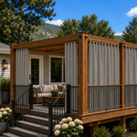 Deck Curtains With Velcro Tab Top, Outdoor Deck Curtains, Waterproof Velcro Tab Top Deck Curtains, 1 Pcs