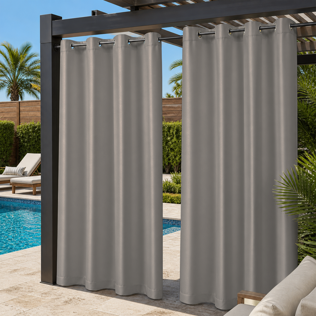 Pool Curtains With Grommets Top, Waterproof Pool Curtains, Grommets Top Pool Curtains, 1 Pcs
