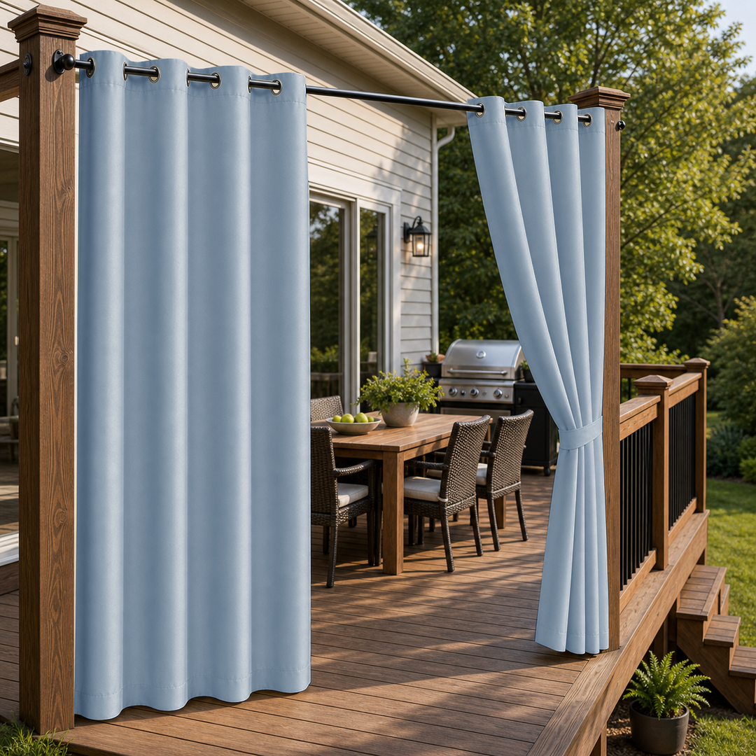 Patio Curtains With Grommets Top, Waterproof Patio Curtains, Grommets Top Patio Curtains, 1 Pcs