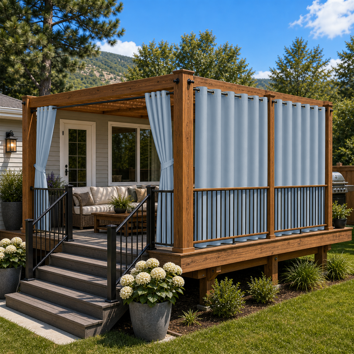 Deck Curtains With Grommets Top, Waterproof Deck Curtains, Grommets Top Deck Curtains, 1 Pcs