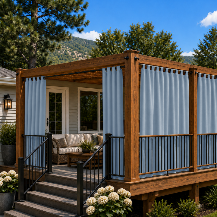 Deck Curtains With Velcro Tab Top, Outdoor Deck Curtains, Waterproof Velcro Tab Top Deck Curtains, 1 Pcs
