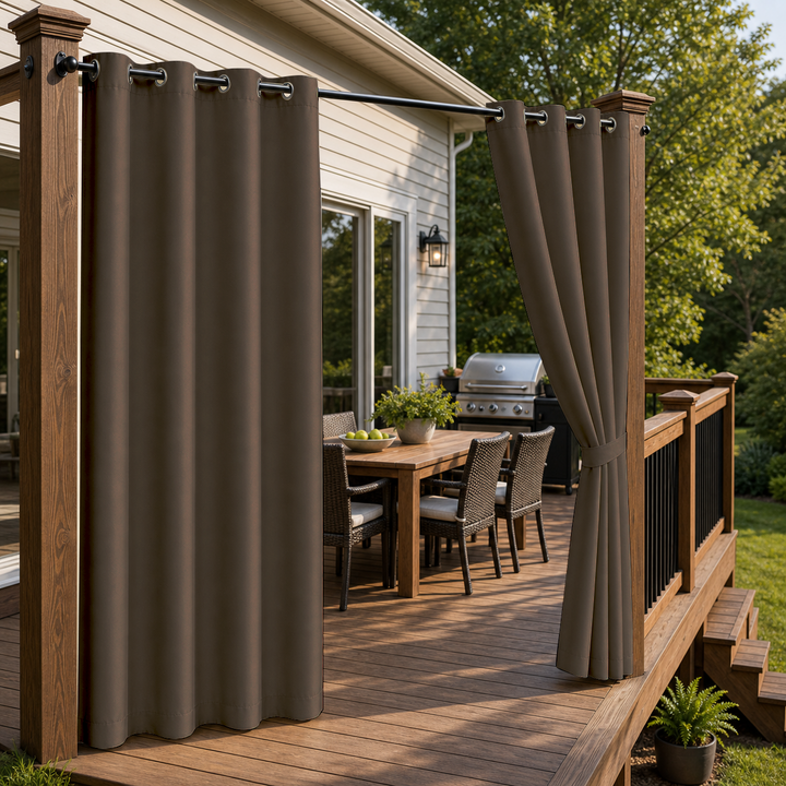 Patio Curtains With Grommets Top, Waterproof Patio Curtains, Grommets Top Patio Curtains, 1 Pcs